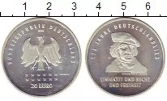 Монета 20 евро Германии 2016 года Серебро 175 лет Германии