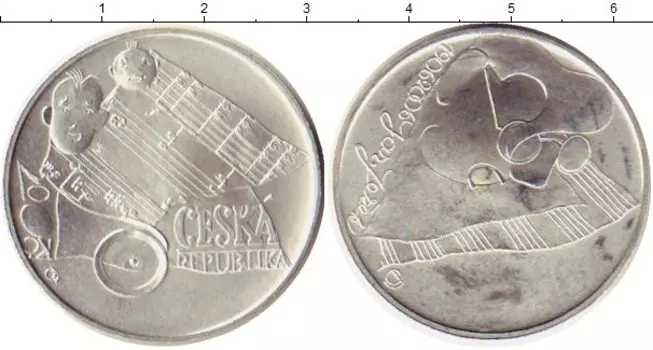 Монета 200 крон Чехии 2006 года Серебро Музыка