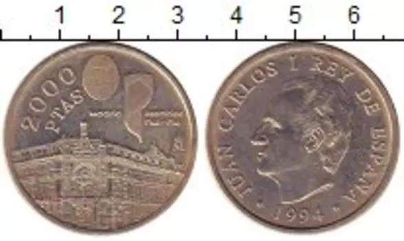 Монета 2000 песет Испании 1994 года Серебро Архитектура