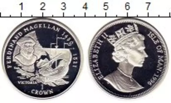 Монета крона Острова Мэн 1996 года Серебро Елизавета II