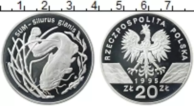 Монета 20 злотых Польши 1995 года Серебро Сом