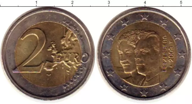 Монета 2 евро Люксембурга 2009 года Биметалл