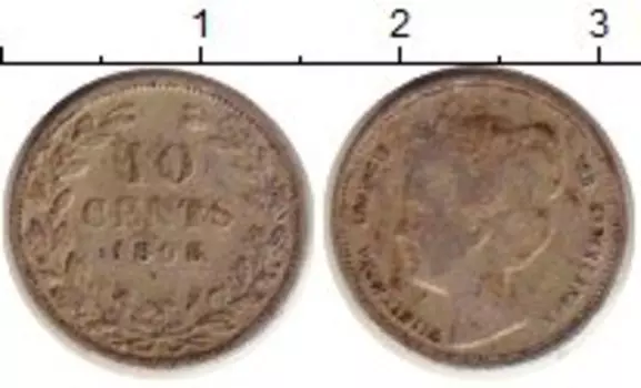 Монета 10 центов Нидерланд 1898 года Серебро Вильгельмина (год/тип)