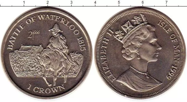 Монета крона Острова Мэн 1999 года Медно-никель Битва при Ватерлоо