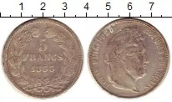 Монета 5 франков Франции 1833 года Серебро W
