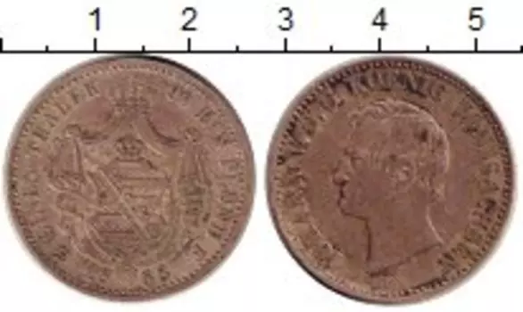 Монета 1/3 талера Саксонии 1858 года Серебро Иоганн