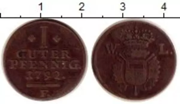 Монета пфенниг Шаумбурга-Гессена 1792 года Медь Фридрих II