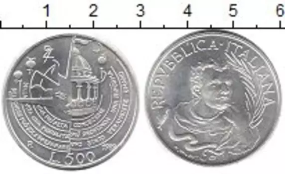 Монета 500 лир Италии 1989 года Серебро Архитектура