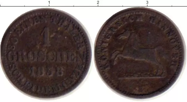 Монета грош Ганновера 1858 года Серебро