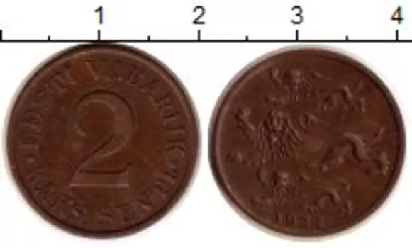 Монета 2 сенти Эстонии 1934 года Бронза