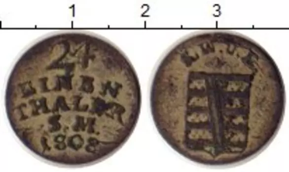 Монета 1/24 талера Саксен-Веймар-Эйзенаха 1808 года Серебро Карл Август