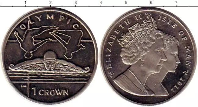 Монета крона Острова Мэн 2012 года Медно-никель Елизавета II