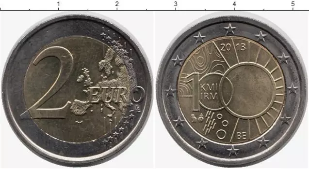 Монета 2 евро Бельгии 2013 года Биметалл 100 лет Королевскому метеорологическому институту