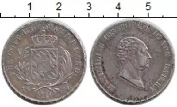 Монета 20 крейцеров Баварии 1824 года Серебро Максимилиан Йозеф