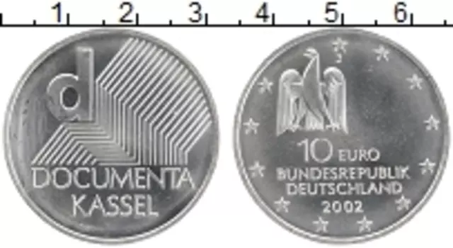 Монета 10 евро Германии 2002 года Серебро `Выставка современного искусства ``Документа```