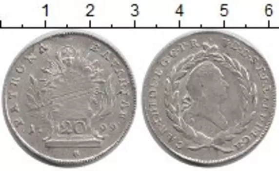 Монета 20 крейцеров Баварии 1799 года Серебро Карл Теодор