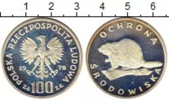 Монета 100 злотых Польши 1978 года Серебро Охрана дикой природы