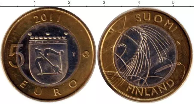 Монета 5 евро Финляндии 2011 года Биметалл Исторические провинции: Саво