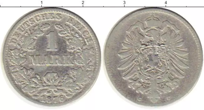 Монета марка Германии 1876 года Серебро G
