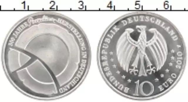 Монета 10 евро Германии 2010 года Серебро 300 лет изготовления фарфора в Германии