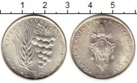 Монета 500 лир Ватикана 1976 года Серебро Павел VI