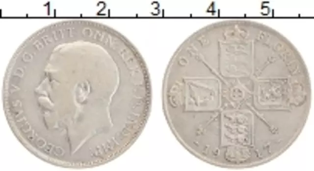 Монета флорин Англии 1917 года Серебро Георг V