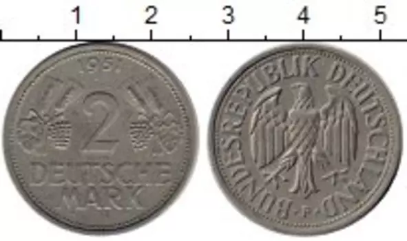 Монета 2 марки ФРГ 1951 года Медно-никель F