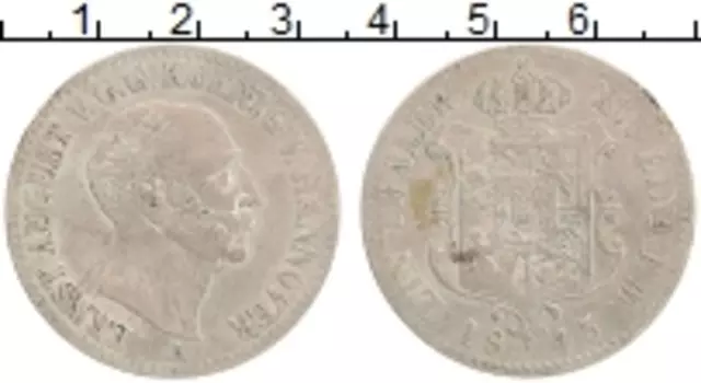 Монета талер Ганновера 1845 года Серебро Эрнст Август V