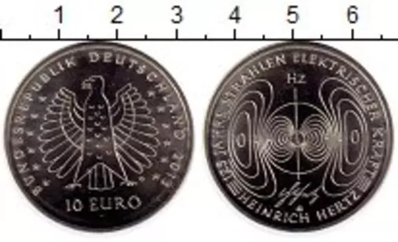 Монета 10 евро Германии 2013 года Медно-никель Генрих Герц