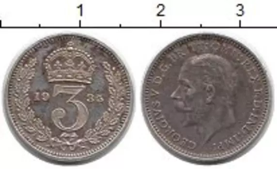 Монета 3 пенса Англии 1935 года Серебро Георг V