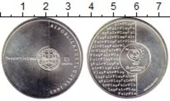 Монета 8 евро Португалии 2004 года Серебро Чемпионат Европы по футболу