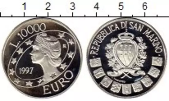 Монета 10000 лир Сан-Марино 1997 года Серебро Европейский союз