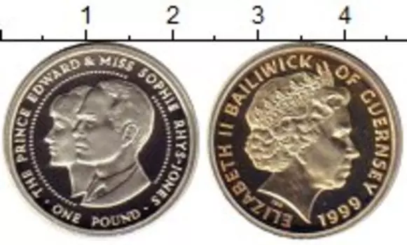 Монета фунт Гернси 1999 года Серебро Елизавета II