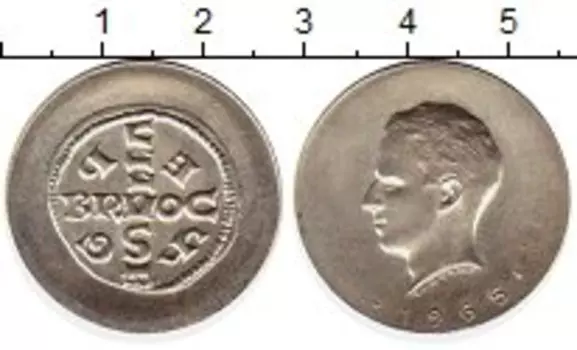 Монета Жетон Бельгии 1965 года Серебро Король Бодуэн
