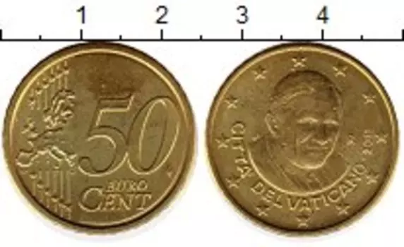 Монета 50 евроцентов Ватикана 2011 года Латунь Бенедикт XVI