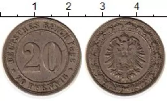 Монета 20 пфеннигов Германии 1888 года Медно-никель G