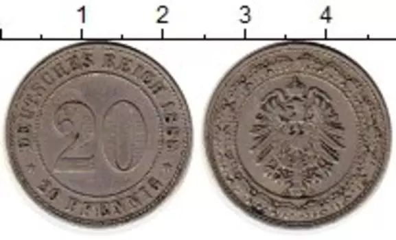 Монета 20 пфеннигов Германии 1888 года Медно-никель А