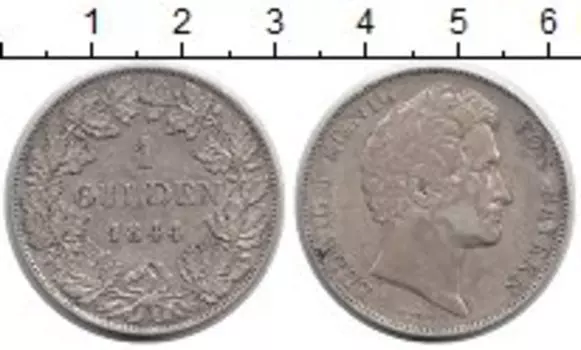 Монета гульден Баварии 1844 года Серебро Людвиг I