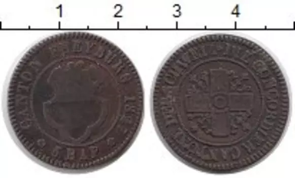 Монета 5 рапп Фрибурга 1827 года Серебро