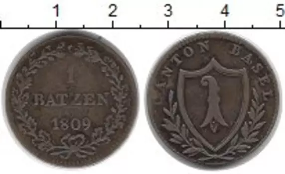 Монета батзен Базеля 1809 года Серебро