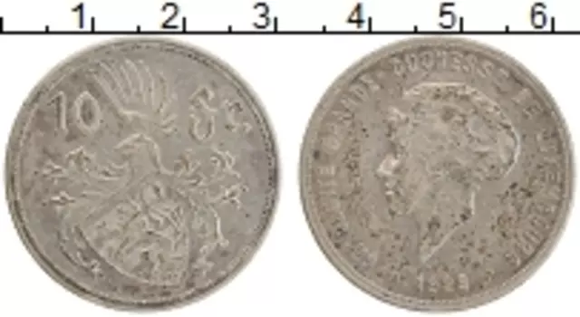 Монета 10 франков Люксембурга 1929 года Серебро Шарлотта