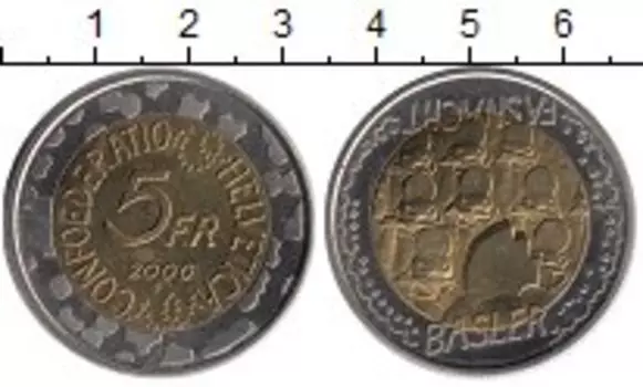 Монета 5 франков Швейцарии 2000 года Биметалл Фестиваль Фаснахт в Базеле