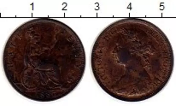 Монета 1/2 пенни Англии 1887 года Бронза Виктория