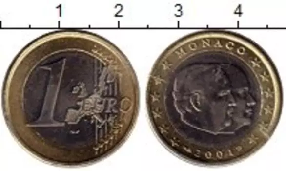Монета евро Монако 2001 года Биметалл