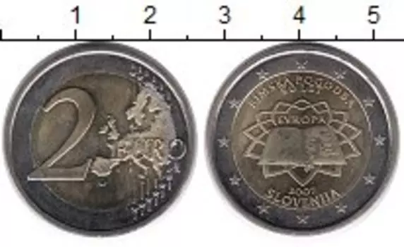 Монета 2 евро Словении 2007 года Биметалл 50 лет подписания Римского Договора