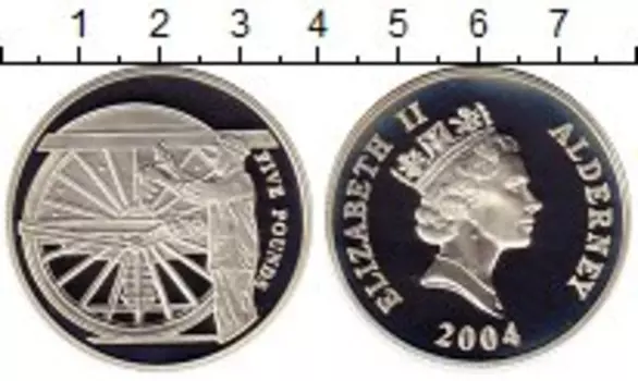 Монета 5 фунтов Олдерни 2004 года Серебро Елизавета II