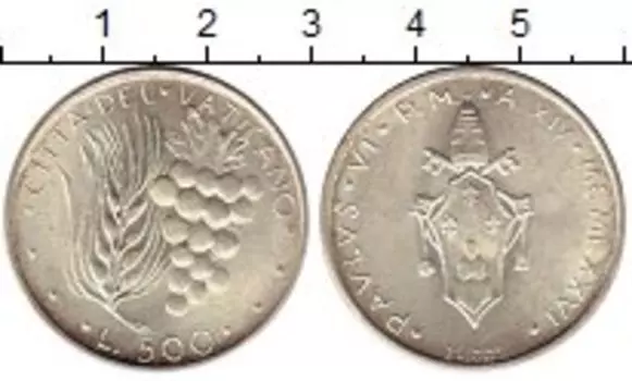 Монета 500 лир Ватикана 1976 года Серебро Павел VI