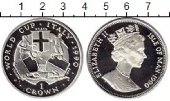 Монета крона Острова Мэн 1990 года Серебро Елизавета II