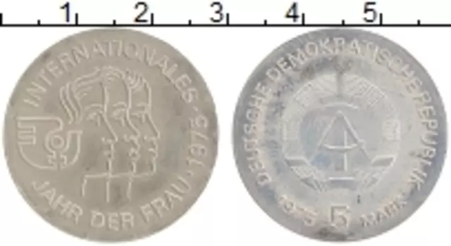 Монета 5 марок ГДР 1975 года Медно-никель Международный год женщины