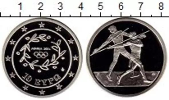 Монета 10 евро Греции 2004 года Серебро Олимпиада 2004